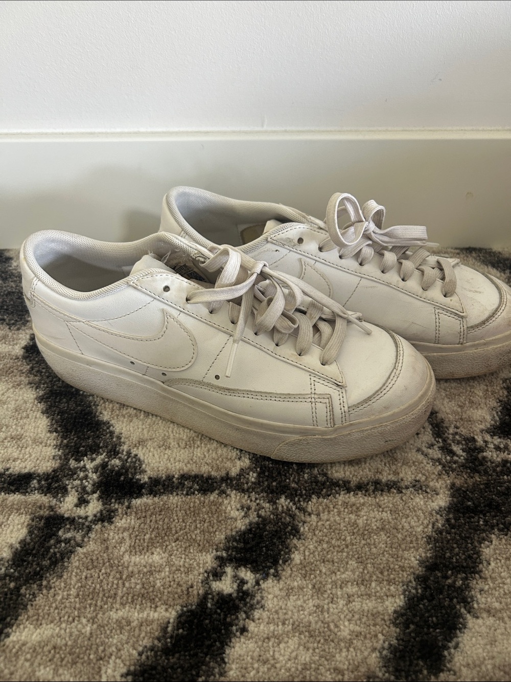 Nike White Leather Platform Sneakers